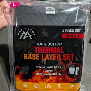 Max Adams Black Thermal Base Layer Set Women's Size Large NWT
